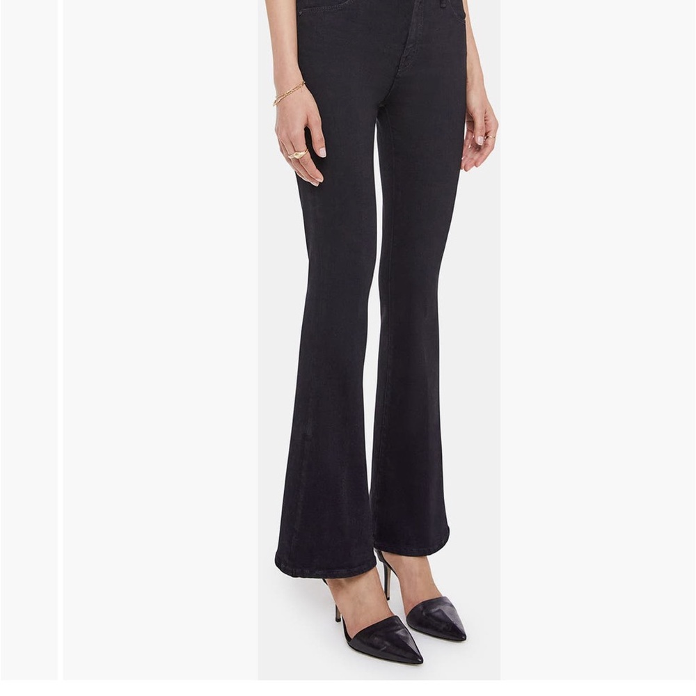 MOTHER Black Weekender High Rise Flare Jeans